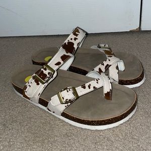 Maui Island Cow Print Sandals- Size 7 WORN ONCE